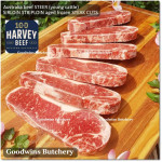 Beef Sirloin AGED BY GOODWINS Australia STEER young cattle (Striploin / New York Strip / Has Luar) frozen brand Harvey/Midfield ROAST MINI 2" 5cm (price/pc 800g)